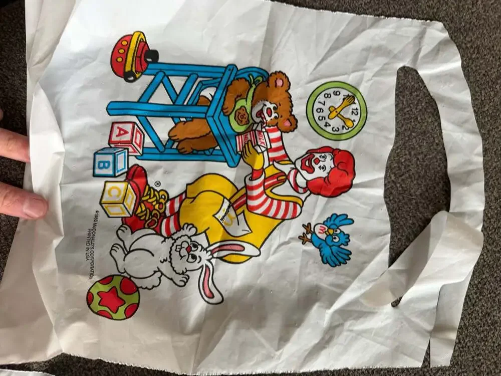 Vintage Set of 2 Vintage 1986 McDonald's Ronald McDonald Plastic Child's Bibs